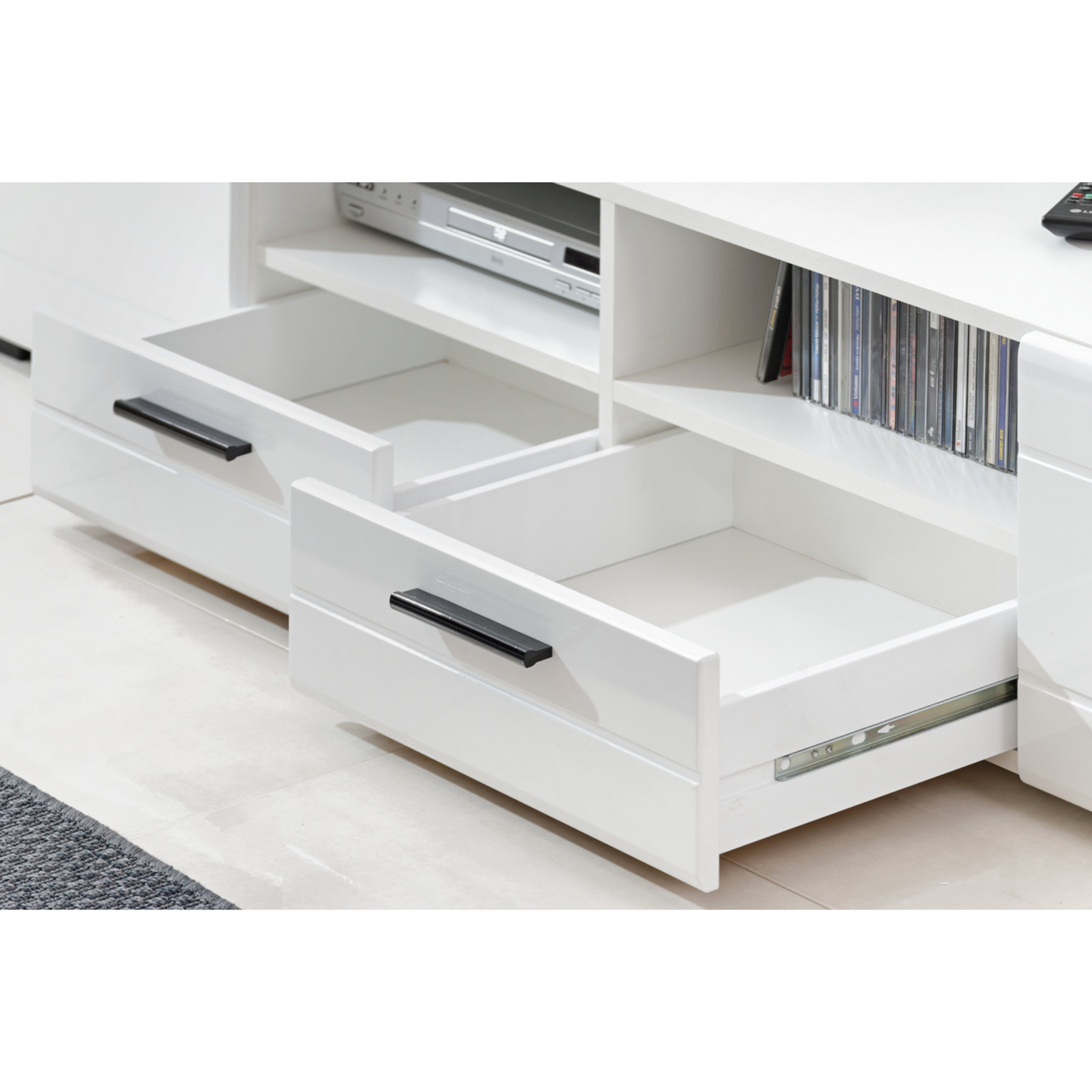 Wohnwand SWITCH - Wohnzimmer-Möbel-Set - Weiß matt / Weiß Gloss