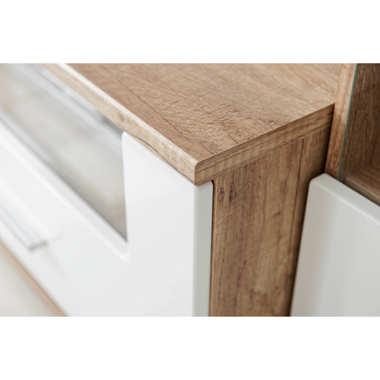 Wohnwand SAALA - Wohnzimmer-Möbel-Set - Eiche Monument / Weiß Gloss