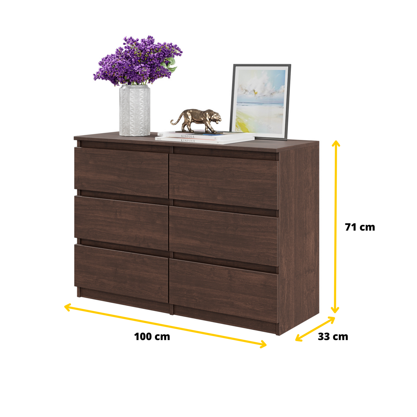 GABRIEL - Kommode / Sideboard mit 6 Schubladen - Wenge