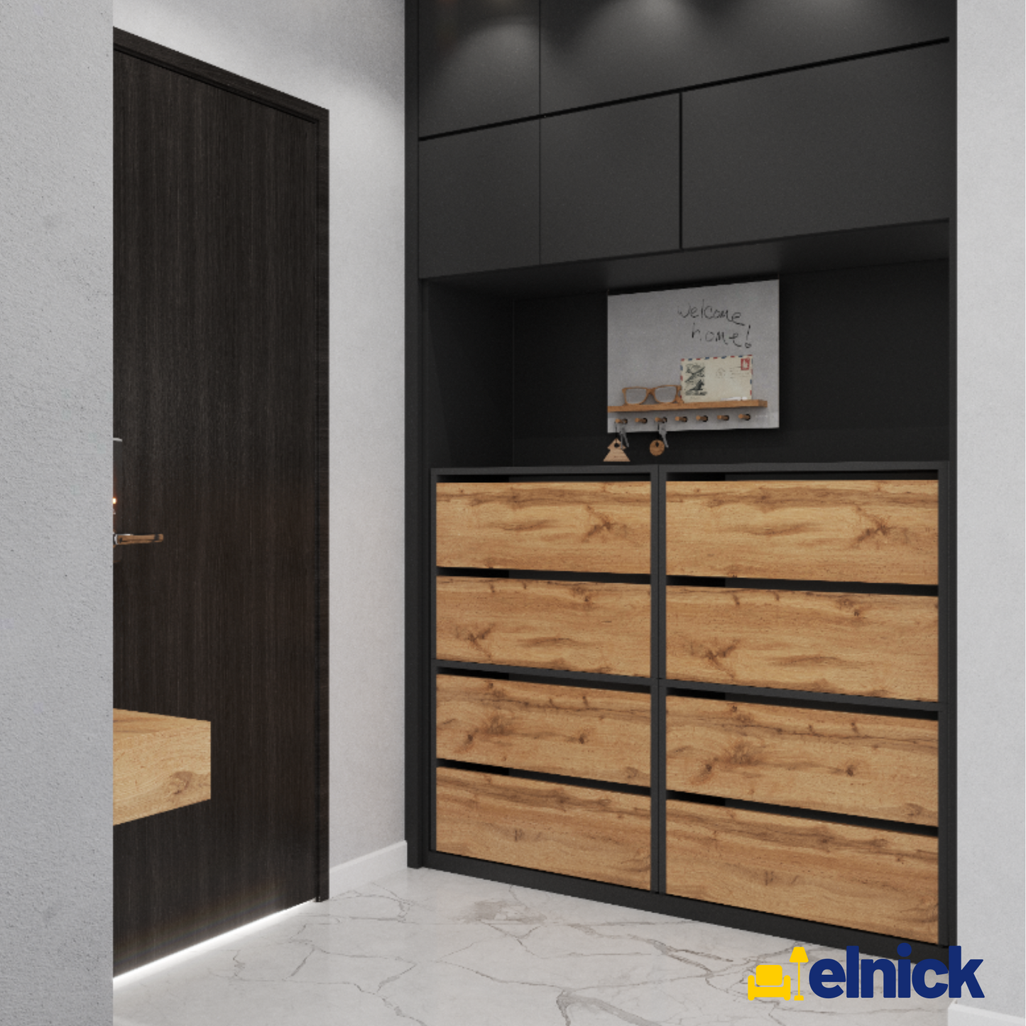 JACK - Schuhschrank - 8-stufig Schuhkipper - Anthrazit Grau / Wotan Eiche