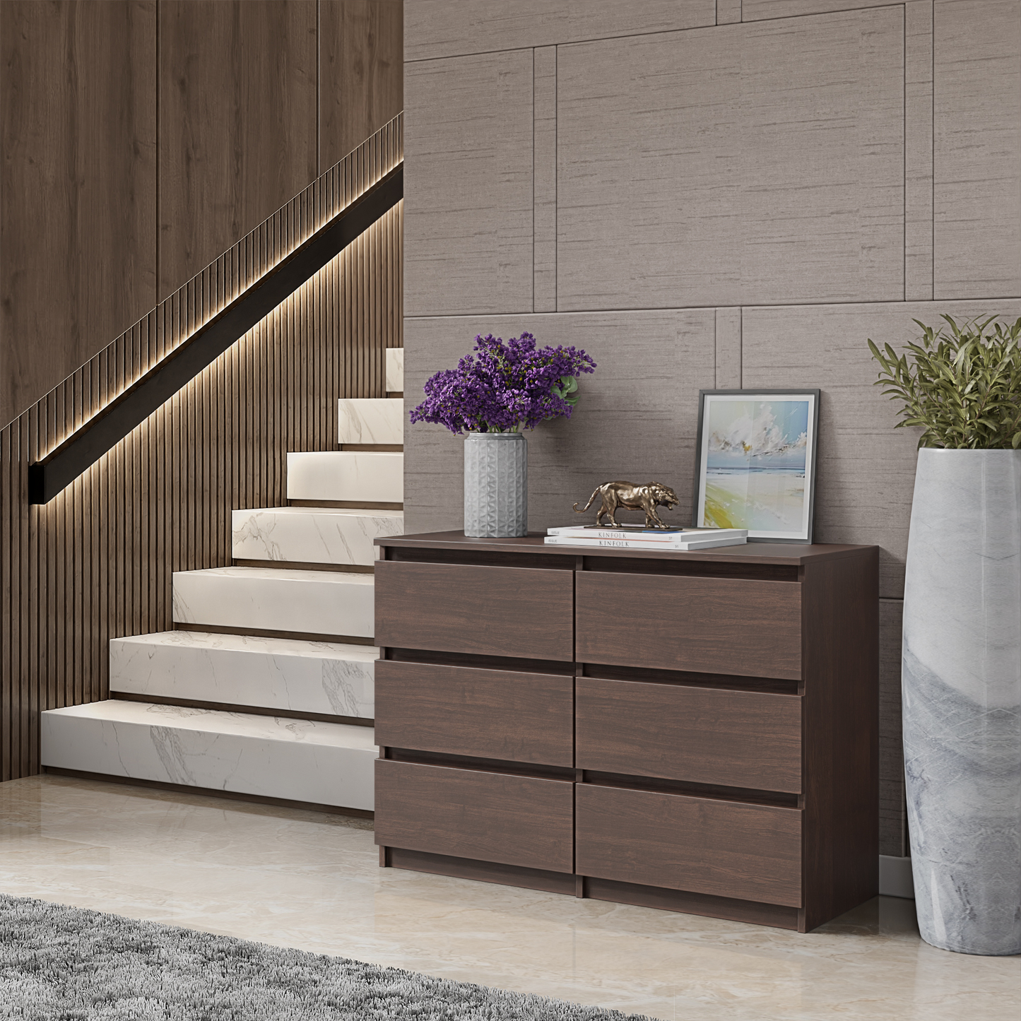 GABRIEL - Kommode / Sideboard mit 6 Schubladen - Wenge