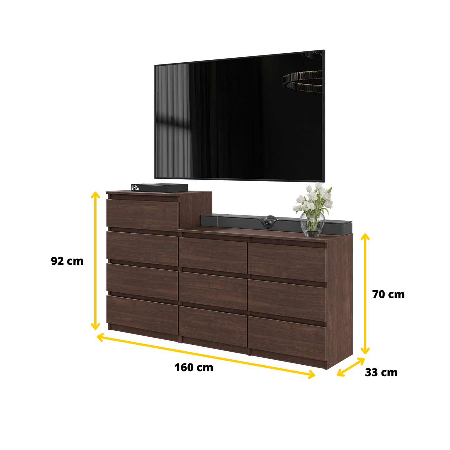 GABRIEL - Kommode / Sideboard mit 10 Schubladen (6+4) - Wenge