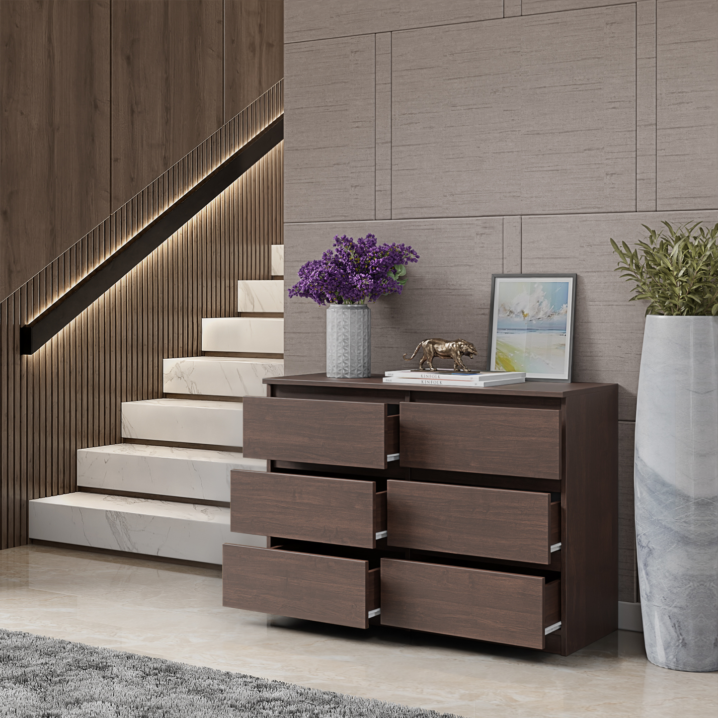 GABRIEL - Kommode / Sideboard mit 6 Schubladen - Wenge