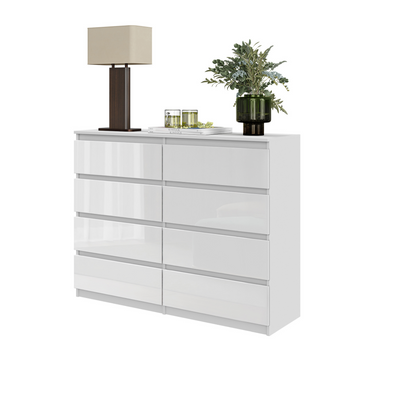 GABRIEL - Kommode / Sideboard mit 8 Schubladen - Weiß Gloss