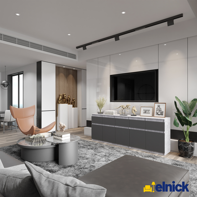 NOAH - Kommode / Sideboard mit 5 Schubladen und 5 Türen - Beton-Optik / Anthrazit Grau