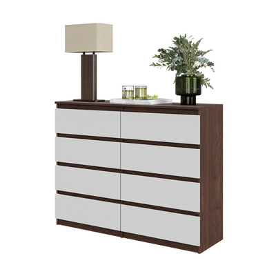 GABRIEL - Kommode / Sideboard mit 8 Schubladen - Wenge / Weiß Matt