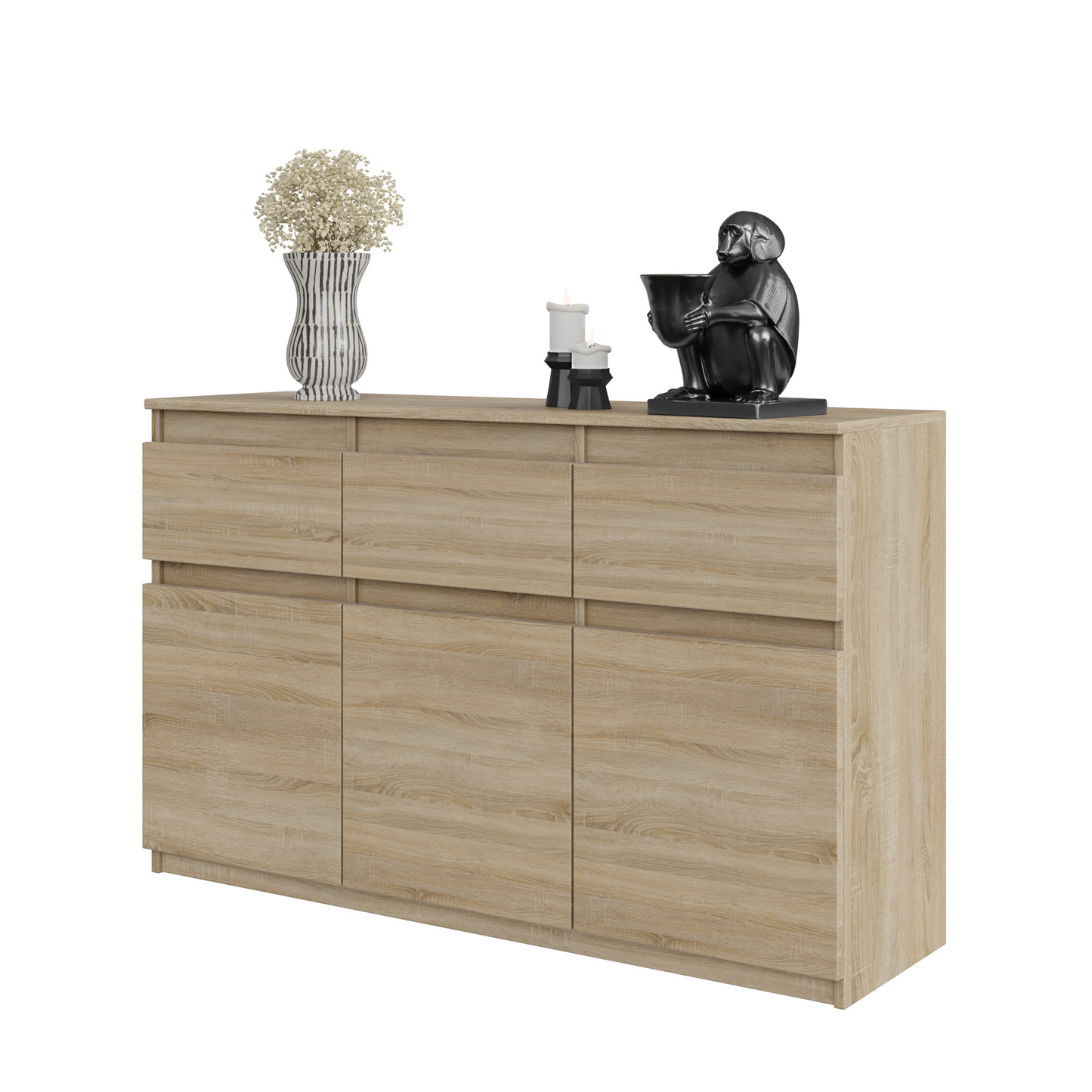 NOAH - Kommode / Sideboard mit 3 Schubladen und 3 Türen - Sonoma Eiche