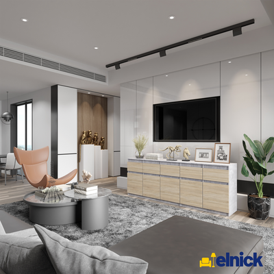 NOAH - Kommode / Sideboard mit 5 Schubladen und 5 Türen - Beton-Optik / Sonoma Eiche