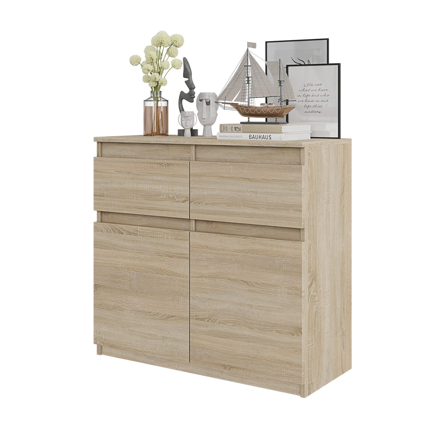 NOAH - Kommode / Sideboard mit 2 Schubladen und 2 Türen - Sonoma Eiche