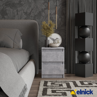 GABRIEL - Nachttisch - Nachtschrank mit 2 Schubladen - Beton-Optik