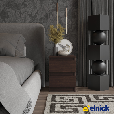 GABRIEL - Nachttisch - Nachtschrank mit 2 Schubladen - Wenge