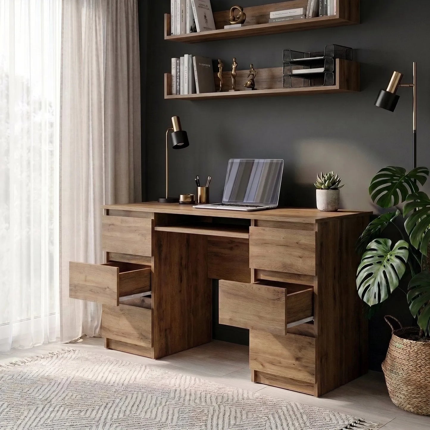 CUBA Schreibtisch 130 cm Wotan Eiche – Ansicht 5