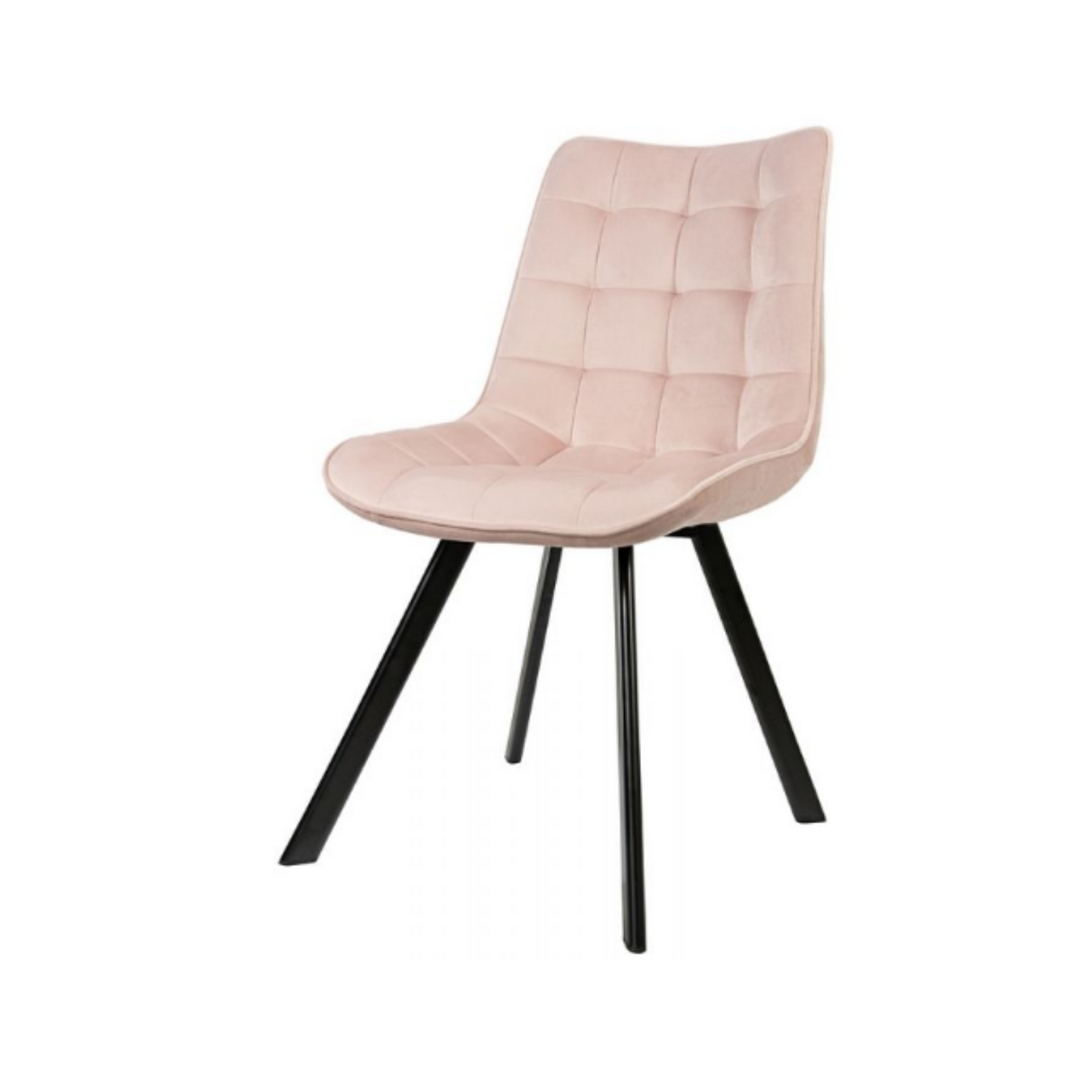 BARTOLOMEO - Esszimmer-/Bürostuhl aus gestepptem Velours-Samt mit schwarzen Metallbeinen - Rosa