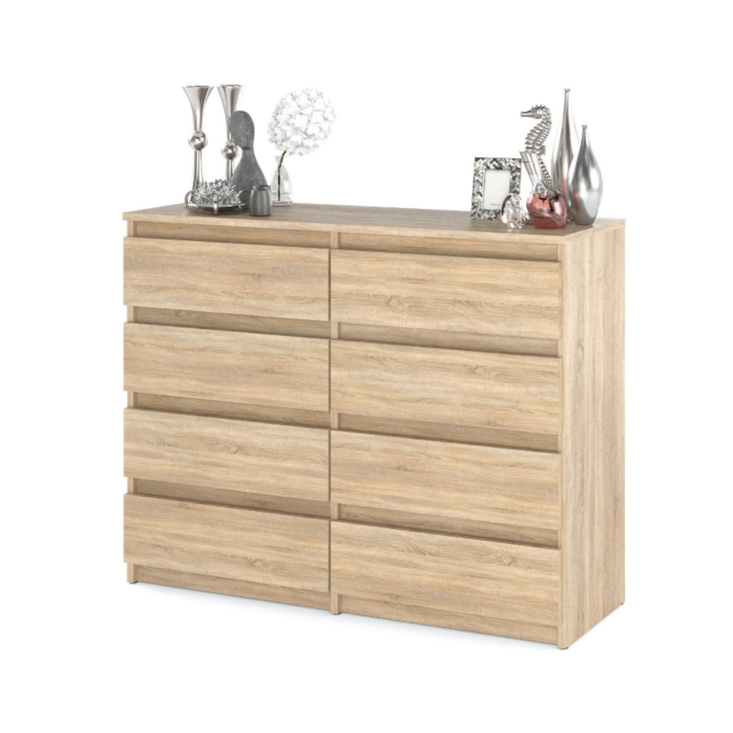 Kommode / Sideboard mit 8 Schubladen - Sonoma Eiche H99cm B120cm T35cm
