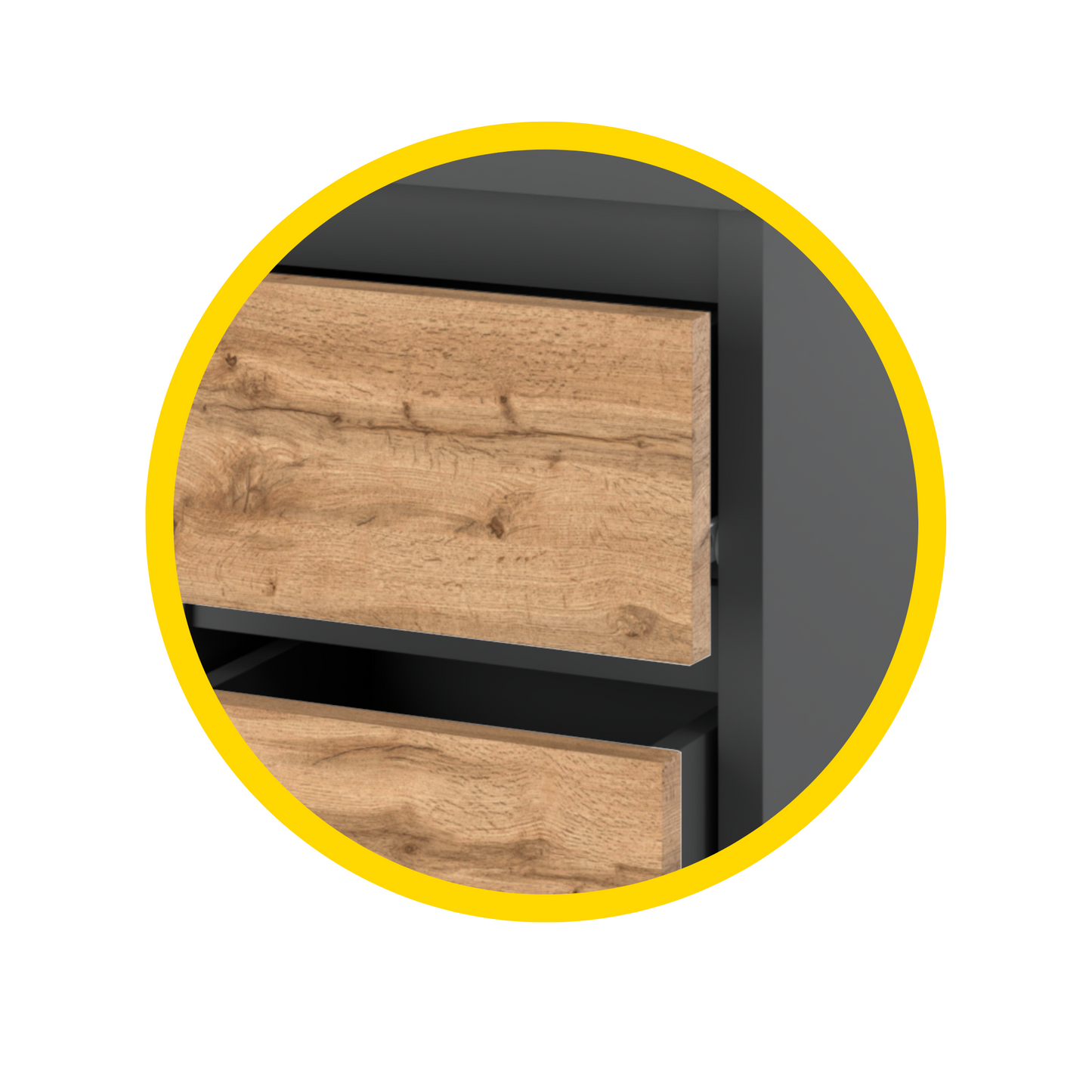 GABRIEL - Kommode / Sideboard mit 8 Schubladen - Anthrazit Grau / Wotan Eiche