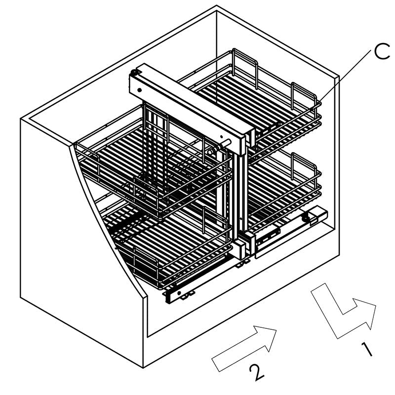 Magic Corner Eckschrank Korb für 800mm Küchenschrank Links / Rechts