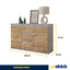 MIKEL - Kommode / Sideboard mit 3 Schubladen und 2 Türen - Beton-Optik / Wotan Eiche