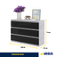 GABRIEL - Kommode / Sideboard mit 6 Schubladen - Beton / Schwarz Glanz H71cm B100cm T33cm