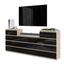 GABRIEL - Kommode / Sideboard mit 14 Schubladen (4+6+4) - Sonoma Eiche / Schwarz Gloss