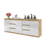 MIKEL - Kommode / Sideboard mit 6 Schubladen und 3 Türen - Wotan Eiche / Weiß Gloss