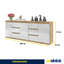 MIKEL - Kommode / Sideboard mit 6 Schubladen und 3 Türen - Wotan Eiche / Weiß Gloss