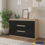 MIKEL - Kommode / Sideboard mit 3 Schubladen und 2 Türen - Sonoma Eiche / Schwarz Gloss