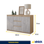 MIKEL - Kommode / Sideboard mit 3 Schubladen und 2 Türen - Sonoma Eiche / Beton-Optik