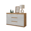 MIKEL - Kommode / Sideboard mit 3 Schubladen und 2 Türen - Wotan Eiche / Weiß Gloss