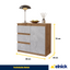 MIKEL - Kommode / Sideboard mit 3 Schubladen und 1 Tür - Wotan Eiche / Beton-Optik