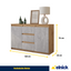 MIKEL - Kommode / Sideboard mit 3 Schubladen und 2 Türen - Wotan Eiche / Beton-Optik