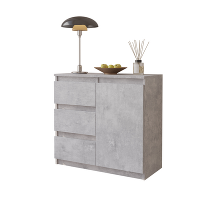 MIKEL - Kommode / Sideboard mit 3 Schubladen und 1 Tür - Beton-Optik