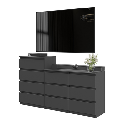 GABRIEL - Kommode / Sideboard mit 10 Schubladen (6+4) - Anthrazit Grau