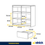 NOAH - Kommode / Sideboard mit 2 Schubladen und 2 Türen - Anthrazit Grau / Beton-Optik