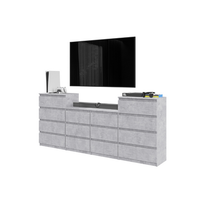 GABRIEL - Kommode / Sideboard mit 14 Schubladen (4+6+4) - Beton-Optik