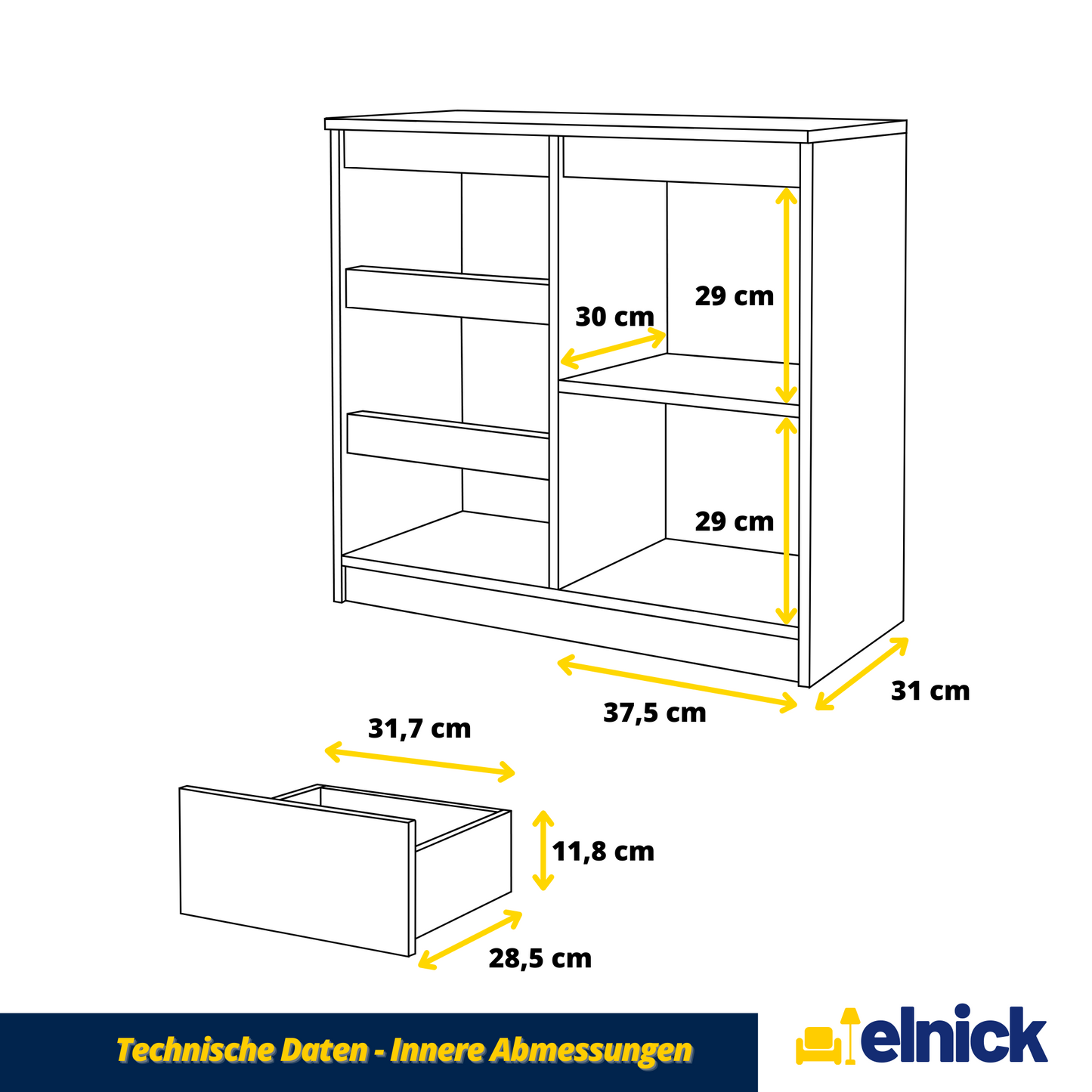 MIKEL - Kommode / Sideboard mit 3 Schubladen und 1 Tür - Beton-Optik