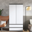 JOELLE Kleiderschrank 90cm – Weiß Matt / Anthrazit