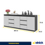 MIKEL - Kommode / Sideboard mit 6 Schubladen und 3 Türen - Anthrazit Grau / Weiß Matt