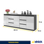 MIKEL - Kommode / Sideboard mit 6 Schubladen und 3 Türen - Anthrazit Grau / Weiß Gloss