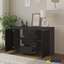 MIKEL - Kommode / Sideboard mit 3 Schubladen und 2 Türen - Anthrazit Grau / Schwarz Gloss