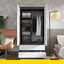 JOELLE Kleiderschrank 90cm – Weiß Matt / Anthrazit