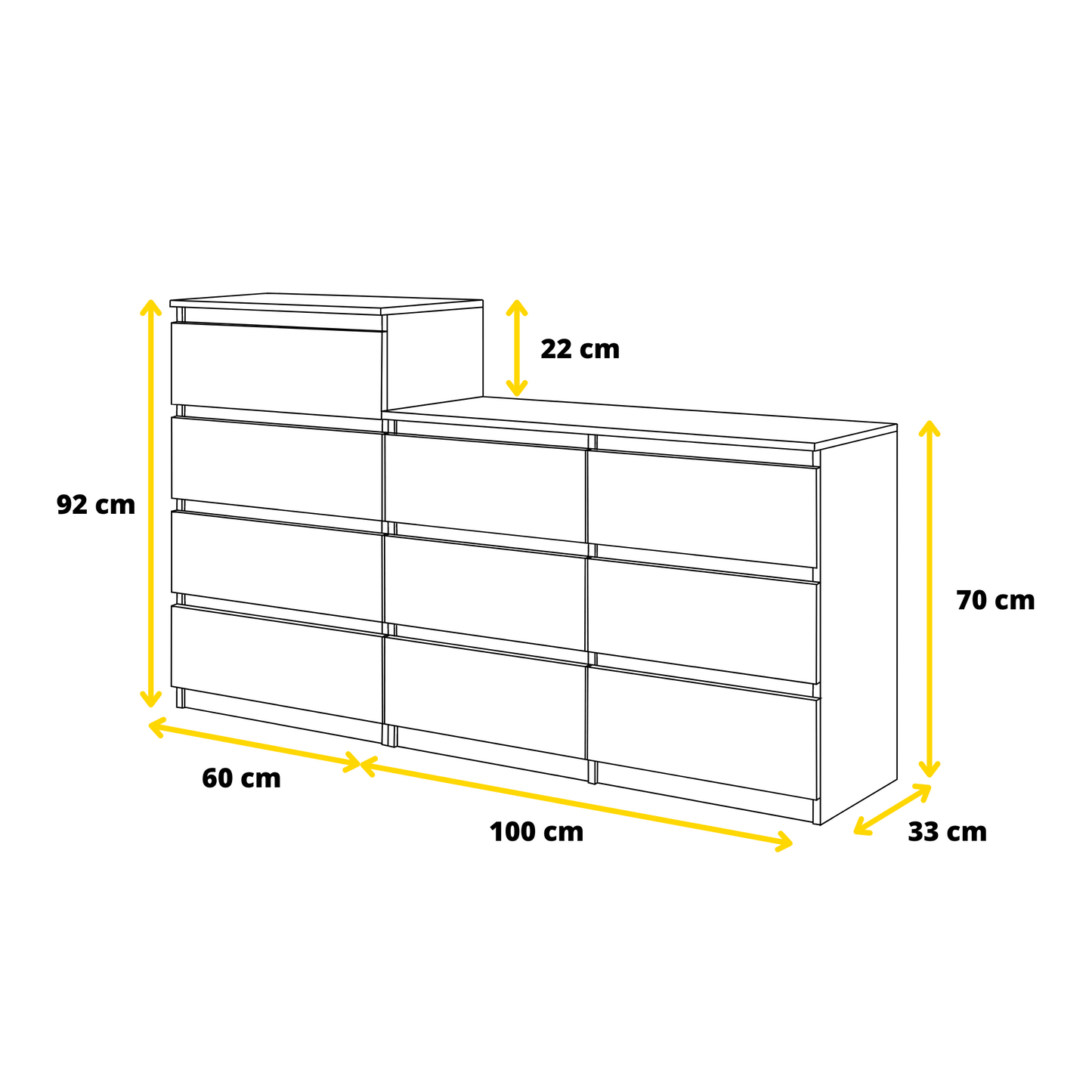 GABRIEL - Kommode / Sideboard mit 10 Schubladen (6+4) - Anthrazit Grau