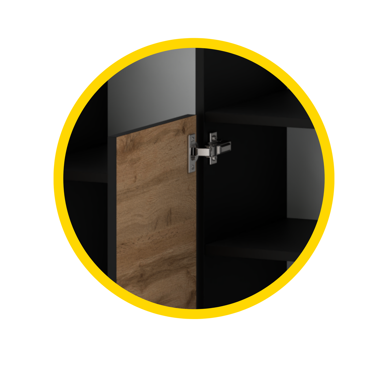 CALVIN – TV-Schrank mit 4 Türen – Wohnzimmer Sideboard - Schwarz Matt / Wotan Eiche