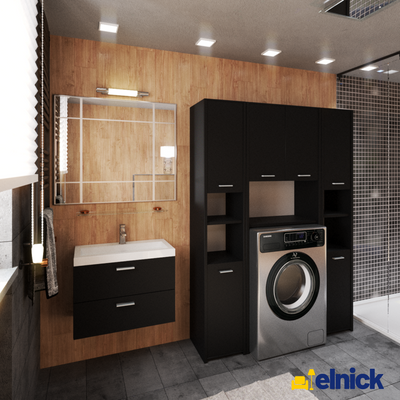 EMMA Badezimmerschrank-Set mit Türen und Einlegeböden - Schwarz Matt