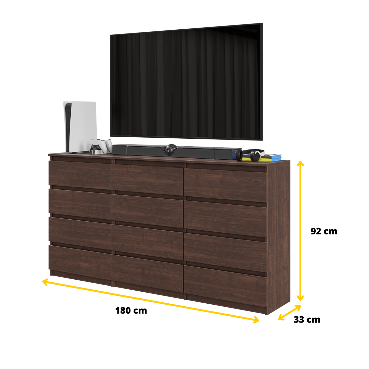 GABRIEL - Kommode / Sideboard mit 12 Schubladen (8+4) - Wenge