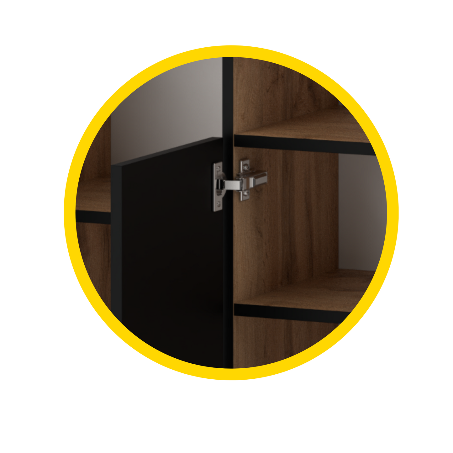CALVIN – TV-Schrank mit 4 Türen – Wohnzimmer Sideboard - Wotan Eiche / Schwarz Matt
