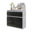 NOAH - Kommode / Sideboard mit 2 Schubladen und 2 Türen - Beton-Optik / Schwarz Gloss