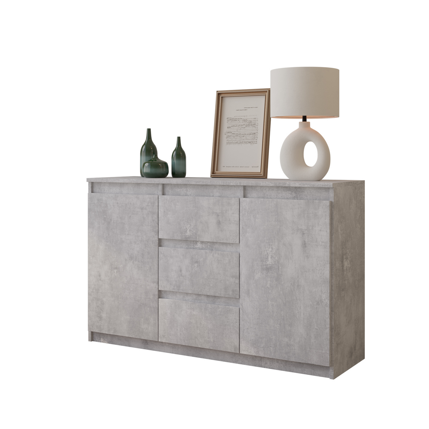 MIKEL - Kommode / Sideboard mit 3 Schubladen und 2 Türen - Beton-Optik