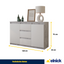 MIKEL - Kommode / Sideboard mit 3 Schubladen und 2 Türen - Beton-Optik / Weiß Matt