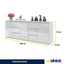 MIKEL - Kommode / Sideboard mit 6 Schubladen und 3 Türen - Weiß Matt / Weiß Gloss