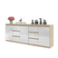 MIKEL - Kommode / Sideboard mit 6 Schubladen und 3 Türen - Sonoma Eiche / Weiß Gloss